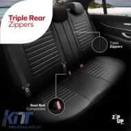 Seat Covers Otom Coral Design Universal Full Artificial Leather Front / Rear Set 11 Pieces Black CRAL-101-image-6317611