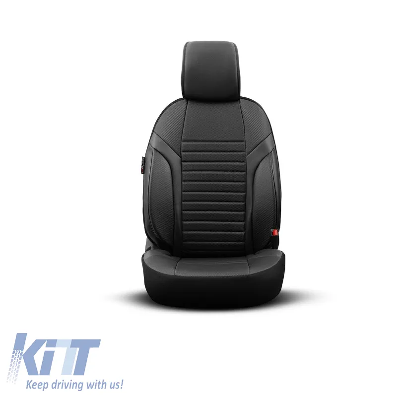 Seat Covers Otom Coral Design Universal Full Artificial Leather Front / Rear Set 11 Pieces Black CRAL-101