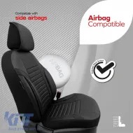 Seat Covers Otom Coral Design Universal Full Artificial Leather Front / Rear Set 11 Pieces Black CRAL-101-image-6317617