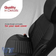 Seat Covers Otom Coral Design Universal Full Artificial Leather Front / Rear Set 11 Pieces Black CRAL-101-image-6317618