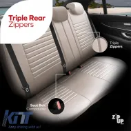 Seat Covers Otom Coral Design Universal Full Artificial Leather Front / Rear Set 11 Pieces Beige CRAL-102-image-6317629
