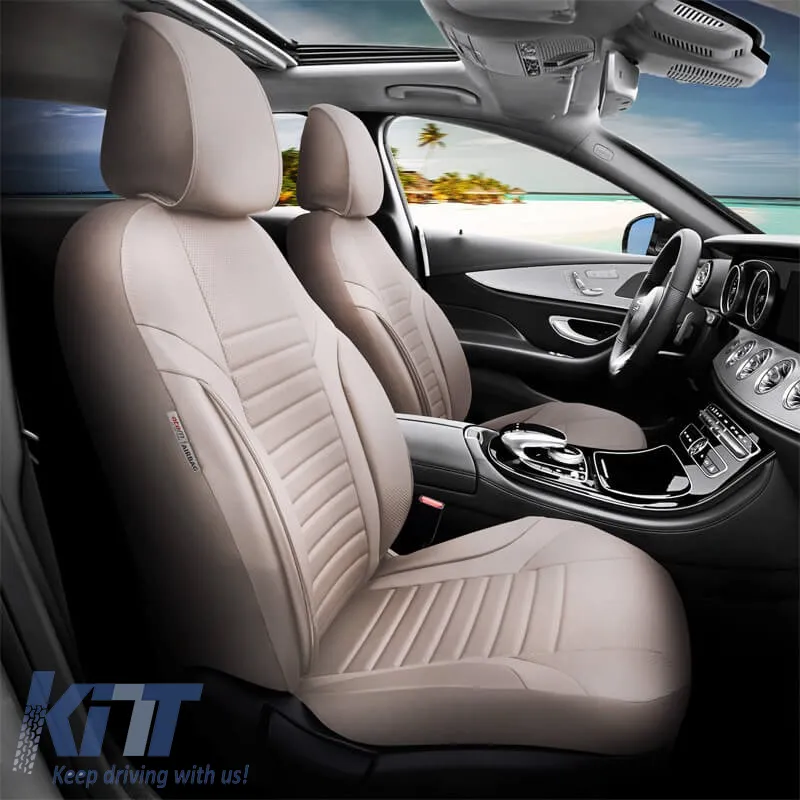 Seat Covers Otom Coral Design Universal Full Artificial Leather Front / Rear Set 11 Pieces Beige CRAL-102