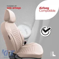 Seat Covers Otom Coral Design Universal Full Artificial Leather Front / Rear Set 11 Pieces Beige CRAL-102-image-6317631