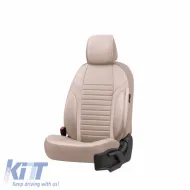 Seat Covers Otom Coral Design Universal Full Artificial Leather Front / Rear Set 11 Pieces Beige CRAL-102-image-6317633
