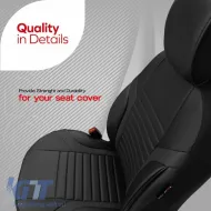 Seat Covers Otom Coral Design Universal Full Artificial Leather Front / Rear Set 11 Pieces Black / Gray CRAL-106-image-6317656