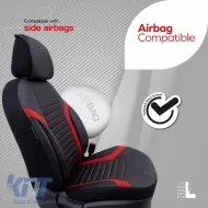 Seat Covers Otom Coral Design Universal Full Artificial Leather Front / Rear Set 11 Pieces Black / Red CRAL-104-image-6317672