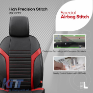 Seat Covers Otom Coral Design Universal Full Artificial Leather Front / Rear Set 11 Pieces Black / Red CRAL-104