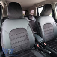 Seat Covers Otom Custom Fit Suitable for Dacia Duster 2018-2021 Sued / Rachel / Artificial Leather Front / Rear Set 15 Pieces Black 34015_ONKY_LD