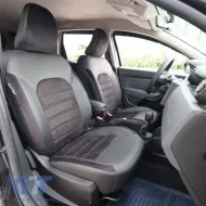 Seat Covers Otom Custom Fit Suitable for Dacia Duster 2018-2021 Sued / Rachel / Artificial Leather Front / Rear Set 15 Pieces Black 34015_ONKY_LD-image-6314179