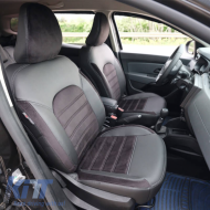 Seat Covers Otom Custom Fit suitable for Dacia Duster 2018-2021 Sued / Rachel / Artificial Leather Front / Rear Set 15 Pieces Black 34015_ONKY_LD