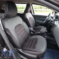 Seat Covers Otom Custom Fit suitable for Dacia Duster 2018-2021 Sued / Rachel / Artificial Leather Front / Rear Set 15 Pieces Black 34015_ONKY_LD-image-6315230