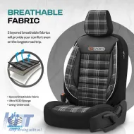 Seat Covers Otom GTI Sports Design Universal Jacquard / Lacost / Artificial Leather Front / Rear Set 11 Pieces Black - Grey GTI-807-image-6305365