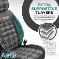 Seat Covers Otom GTI Sports Design Universal Jacquard / Lacost / Artificial Leather Front / Rear Set 11 Pieces Black - Grey GTI-807