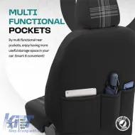 Seat Covers Otom GTI Sports Design Universal Jacquard / Lacost / Artificial Leather Front / Rear Set 11 Pieces Black - Grey GTI-807-image-6305369