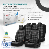 Seat Covers Otom GTI Sports Design Universal Jacquard / Lacost / Artificial Leather Front / Rear Set 11 Pieces Black - Grey GTI-807