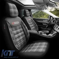 Seat Covers Otom GTI Sports Design Universal Jacquard / Lacost / Artificial Leather Front / Rear Set 11 Pieces Black - Grey GTI-807-image-6305372