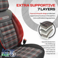 Seat Covers Otom GTI Sports Design Universal Jacquard / Lacost / Artificial Leather Front / Rear Set 11 Pieces Black - Red GTI-801