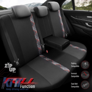Seat Covers Otom Horizon Universal Jacquard / Rachel / Artificial Leather Front / Rear Set 11 Pieces Black / Red HRZ-1801
