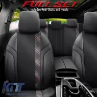 Seat Covers Otom Horizon Universal Jacquard / Rachel / Artificial Leather Front / Rear Set 11 Pieces Black / Red HRZ-1801-image-6309893