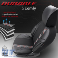 Seat Covers Otom Horizon Universal Jacquard / Rachel / Artificial Leather Front / Rear Set 11 Pieces Black / Red HRZ-1801-image-6309896
