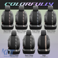 Seat Covers Otom Horizon Universal Jacquard / Rachel / Artificial Leather Front / Rear Set 11 Pieces Black / Red HRZ-1801-image-6309900