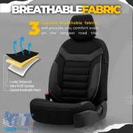 Seat Covers Otom Individual Design Universal Jacquard / Rachel / Artificial Leather Front / Rear Set 11 Pieces Black With Grey Stitch IND-202-image-6306519