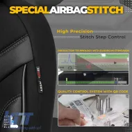 Seat Covers Otom Individual Design Universal Jacquard / Rachel / Artificial Leather Front / Rear Set 11 Pieces Black With Grey Stitch IND-202-image-6306520