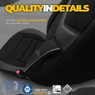Seat Covers Otom Individual Design Universal Jacquard / Rachel / Artificial Leather Front / Rear Set 11 Pieces Black With Grey Stitch IND-202-image-6306523