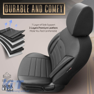 Seat Covers Otom Inspire Design Universal Full Artificial Leather Front / Rear Set 11 Pieces Black INS-3501