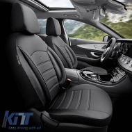 Seat Covers Otom Inspire Design Universal Full Artificial Leather Front / Rear Set 11 Pieces Black INS-3501