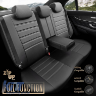 Seat Covers Otom Inspire Design Universal Full Artificial Leather Front / Rear Set 11 Pieces Black INS-3501