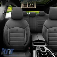 Seat Covers Otom Inspire Design Universal Full Artificial Leather Front / Rear Set 11 Pieces Black With Grey Stitch INS-3502-image-6308979