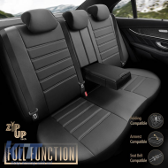 Seat Covers Otom Inspire Design Universal Full Artificial Leather Front / Rear Set 11 Pieces Black With Grey Stitch INS-3502