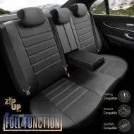 Seat Covers Otom Inspire Design Universal Full Artificial Leather Front / Rear Set 11 Pieces Black With Grey Stitch INS-3502-image-6308981