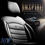 Seat Covers Otom Inspire Design Universal Full Artificial Leather Front / Rear Set 11 Pieces Black With Grey Stitch INS-3502-image-6308982