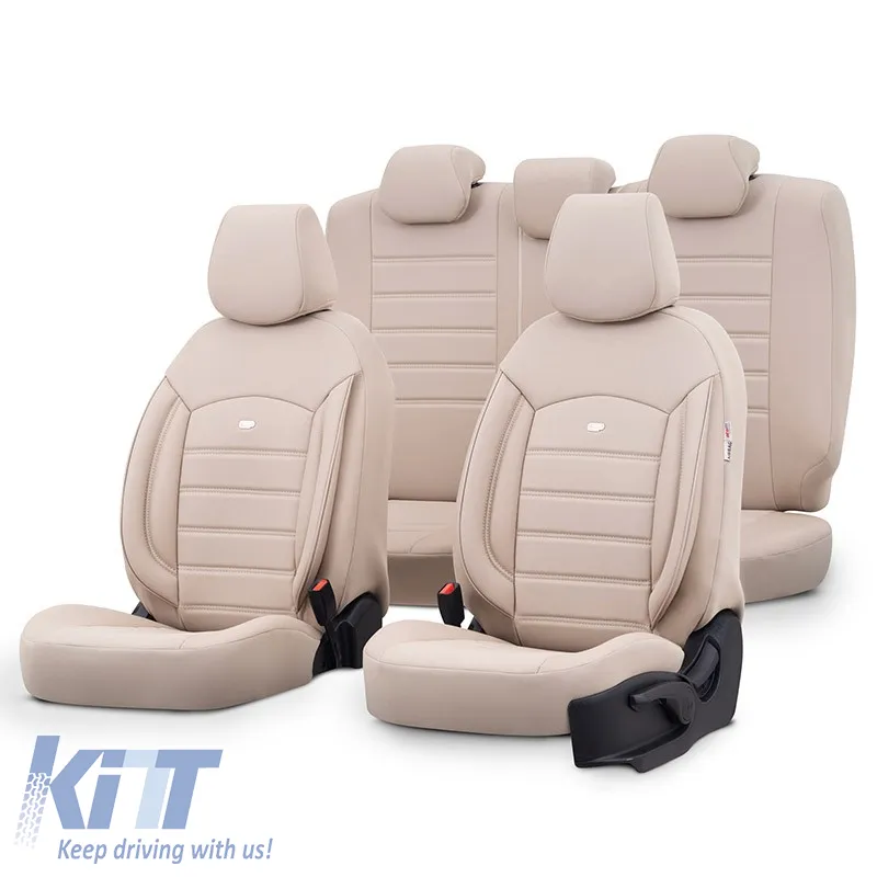 Seat Covers Otom Inspire Design Universal Full Artificial Leather Front / Rear Set 11 Pieces Beige INS-3509