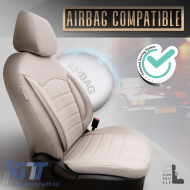 Seat Covers Otom Inspire Design Universal Full Artificial Leather Front / Rear Set 11 Pieces Beige INS-3509