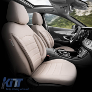 Seat Covers Otom Inspire Design Universal Full Artificial Leather Front / Rear Set 11 Pieces Beige INS-3509