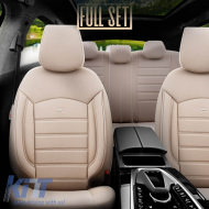 Seat Covers Otom Inspire Design Universal Full Artificial Leather Front / Rear Set 11 Pieces Beige INS-3509