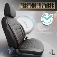 Seat Covers Otom Inspire Design Universal Full Artificial Leather Front / Rear Set 11 Pieces Black With Red Stitch INS-3503-image-6309971