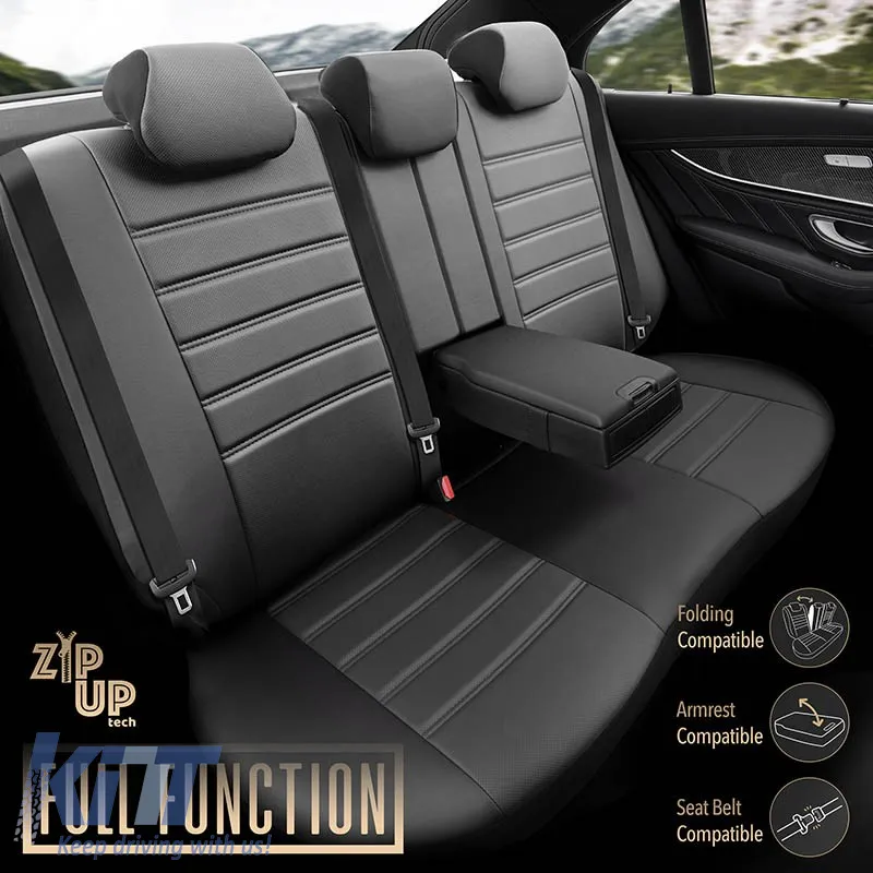 Seat Covers Otom Inspire Design Universal Full Artificial Leather Front / Rear Set 11 Pieces Black INS-3501