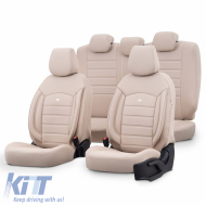 Seat Covers Otom Inspire Design Universal Full Artificial Leather Front / Rear Set 11 Pieces Beige INS-3509