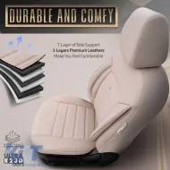 Seat Covers Otom Inspire Design Universal Full Artificial Leather Front / Rear Set 11 Pieces Beige INS-3509-image-6310067