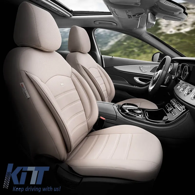 Seat Covers Otom Inspire Design Universal Full Artificial Leather Front / Rear Set 11 Pieces Beige INS-3509