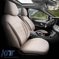Seat Covers Otom Inspire Design Universal Full Artificial Leather Front / Rear Set 11 Pieces Beige INS-3509-image-6310069
