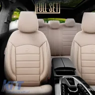 Seat Covers Otom Inspire Design Universal Full Artificial Leather Front / Rear Set 11 Pieces Beige INS-3509-image-6310070