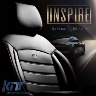 Seat Covers Otom Inspire Design Universal Full Artificial Leather Front / Rear Set 11 Pieces Black With Red Stitch INS-3503-image-6310936