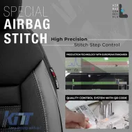 Seat Covers Otom Limited Design Universal Jacquard / Lacost / Artificial Leather Front / Rear Set 11 Pieces Black With Grey Seams LMT-102-image-6307279
