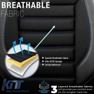 Seat Covers Otom Limited Design Universal Jacquard / Lacost / Artificial Leather Front / Rear Set 11 Pieces Black With Blue Seams LMT-103-image-6307320
