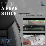 Seat Covers Otom Limited Design Universal Jacquard / Lacost / Artificial Leather Front / Rear Set 11 Pieces Black With Blue Seams LMT-103-image-6307321